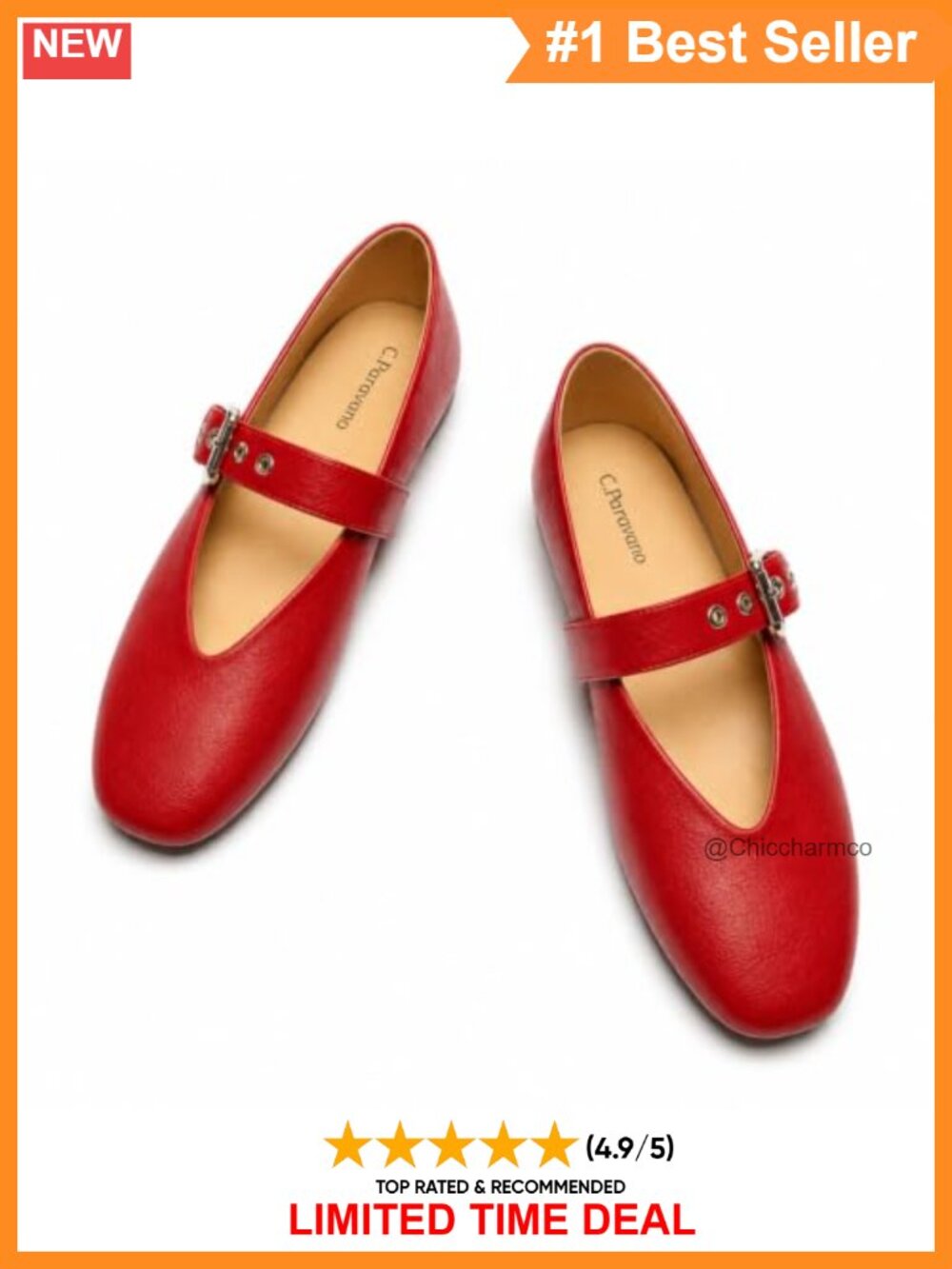 Mary Jane Flats Round Toe Ballet Slip On Shoes Lambskin Insole